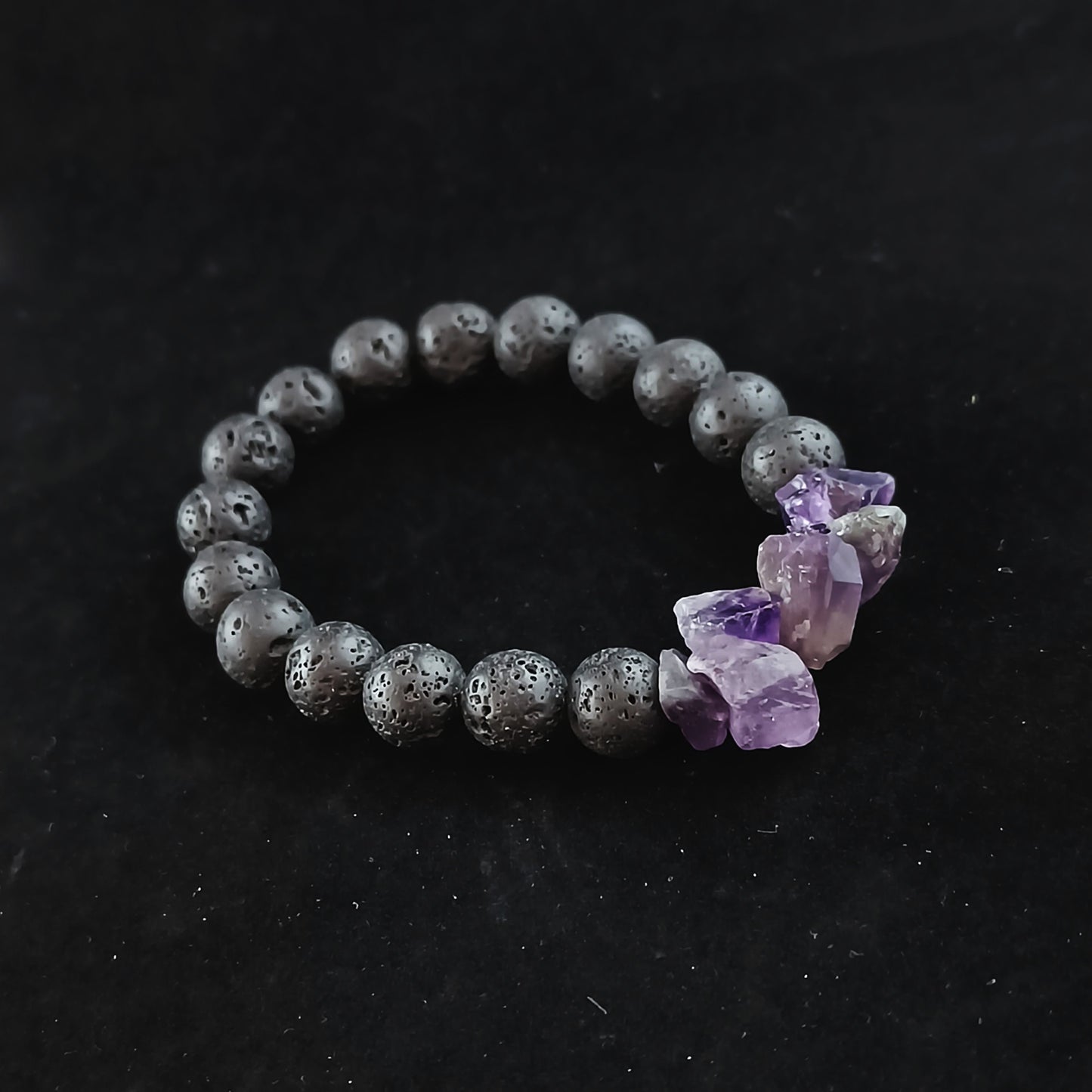 Ametist Armband með Hraunsteinum