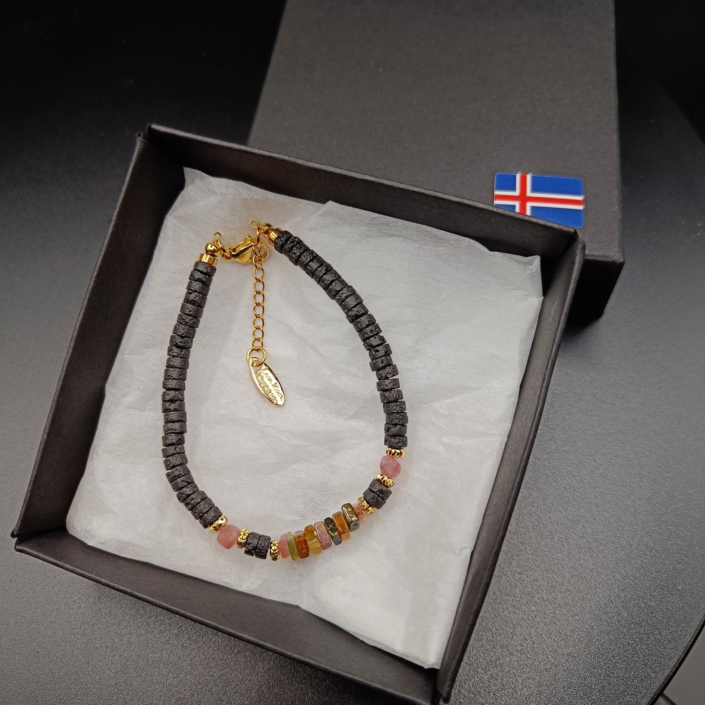Túrmalín og Hraun armband