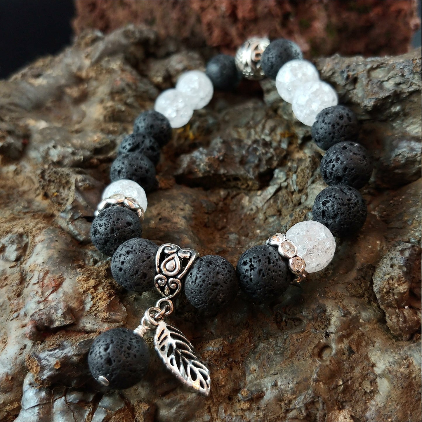 Lava og Crystal Armband - Stærri 10mm kúlur