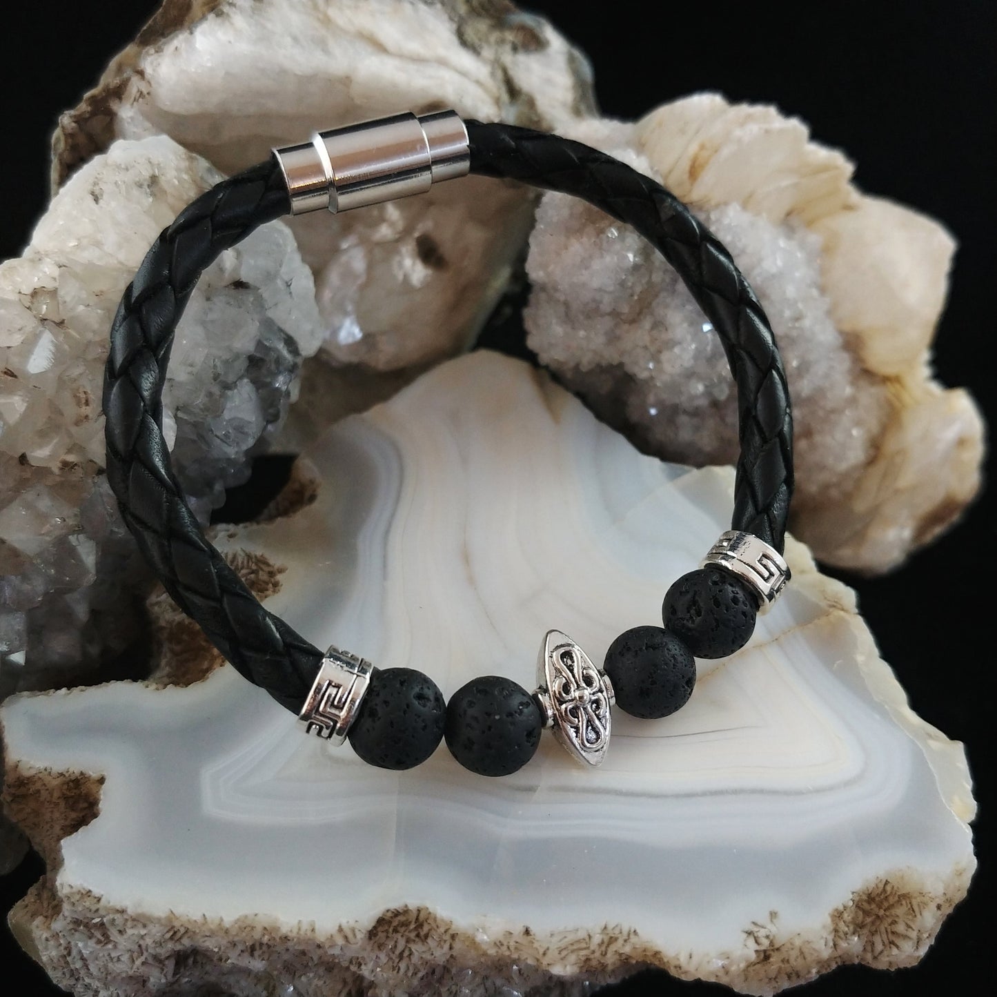 Eivör leður víkinga armband með segul
