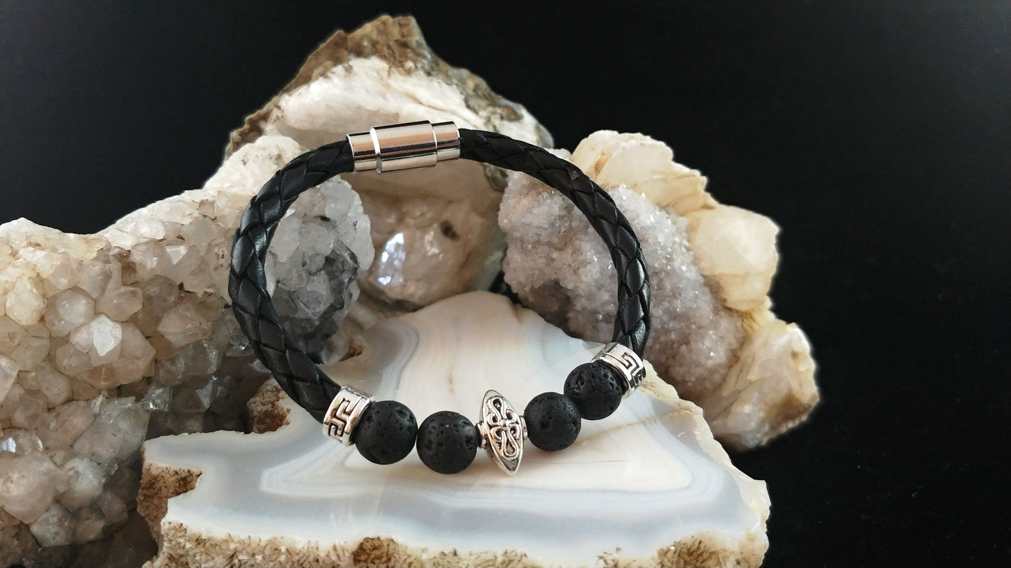 Eivör leður víkinga armband með segul