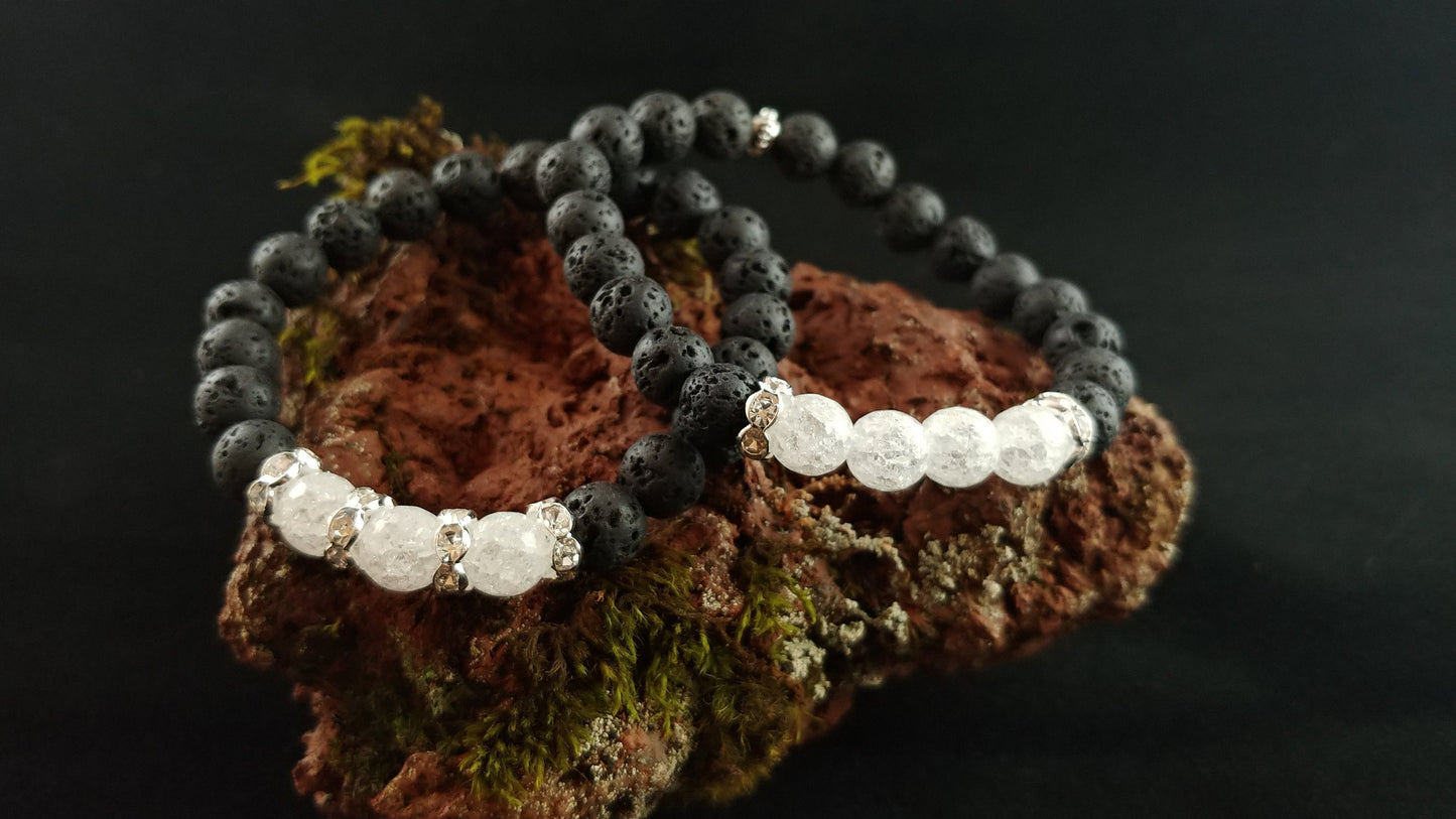 Ís - Crystal kúlu lava armbönd