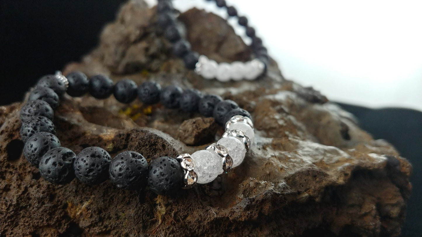 Ís - Crystal kúlu lava armbönd