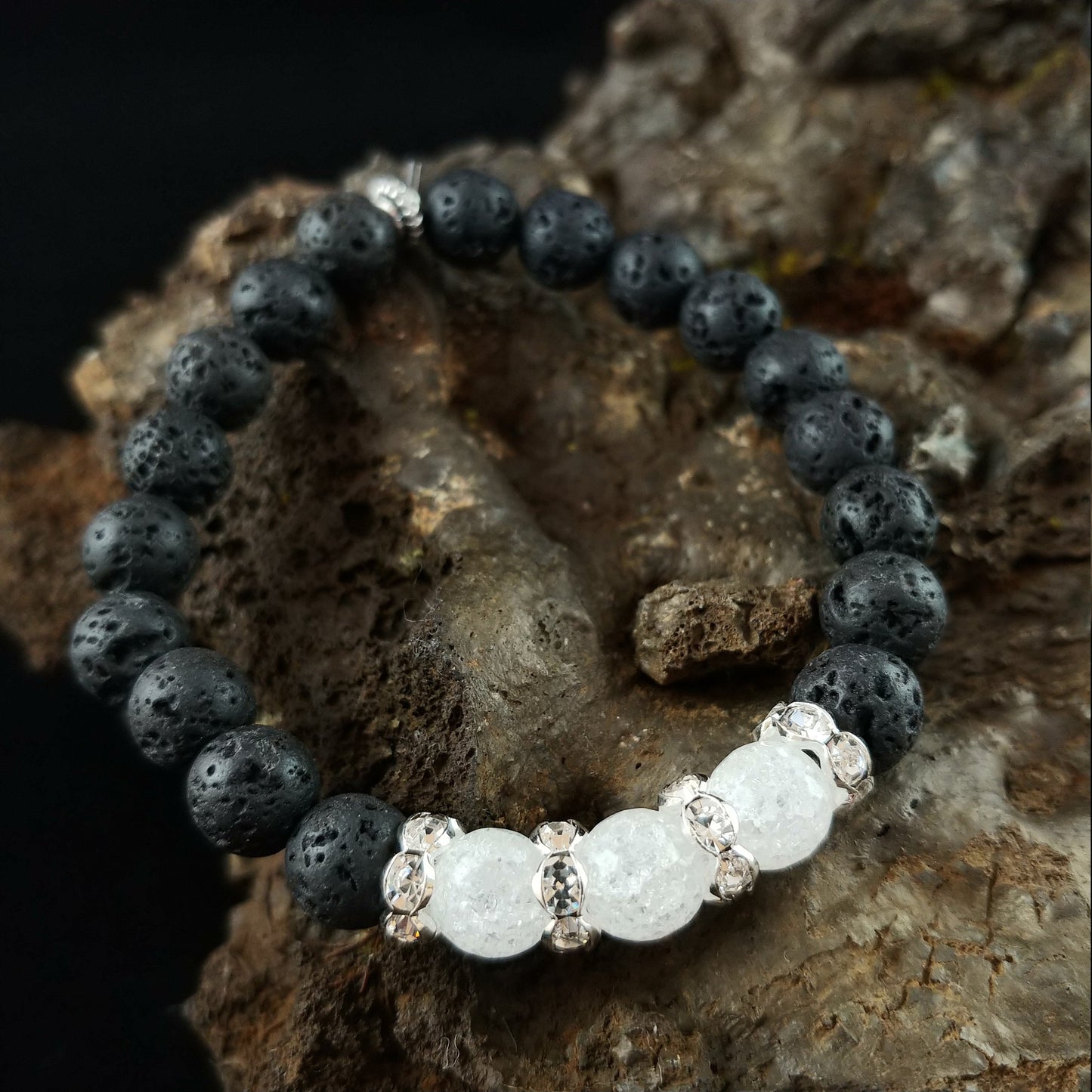 Ís - Crystal kúlu lava armbönd