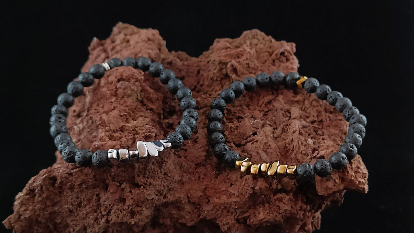 Gull- og Silfurbrot hraun armbönd